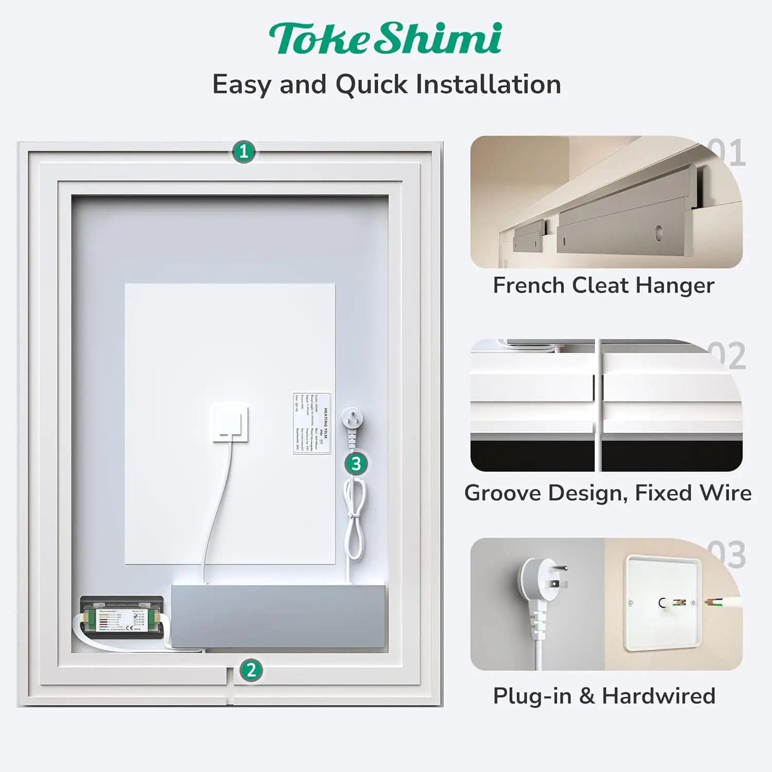 LED Bathroom Vanity Mirror with Lights Frontlit and Backlit Vanity Mirror Anti-Fog Wall Mounted Lighted Bathroom Mirror Dimmable Makeup Mirror with Memory Function(Horizontal&amp;Vertical)