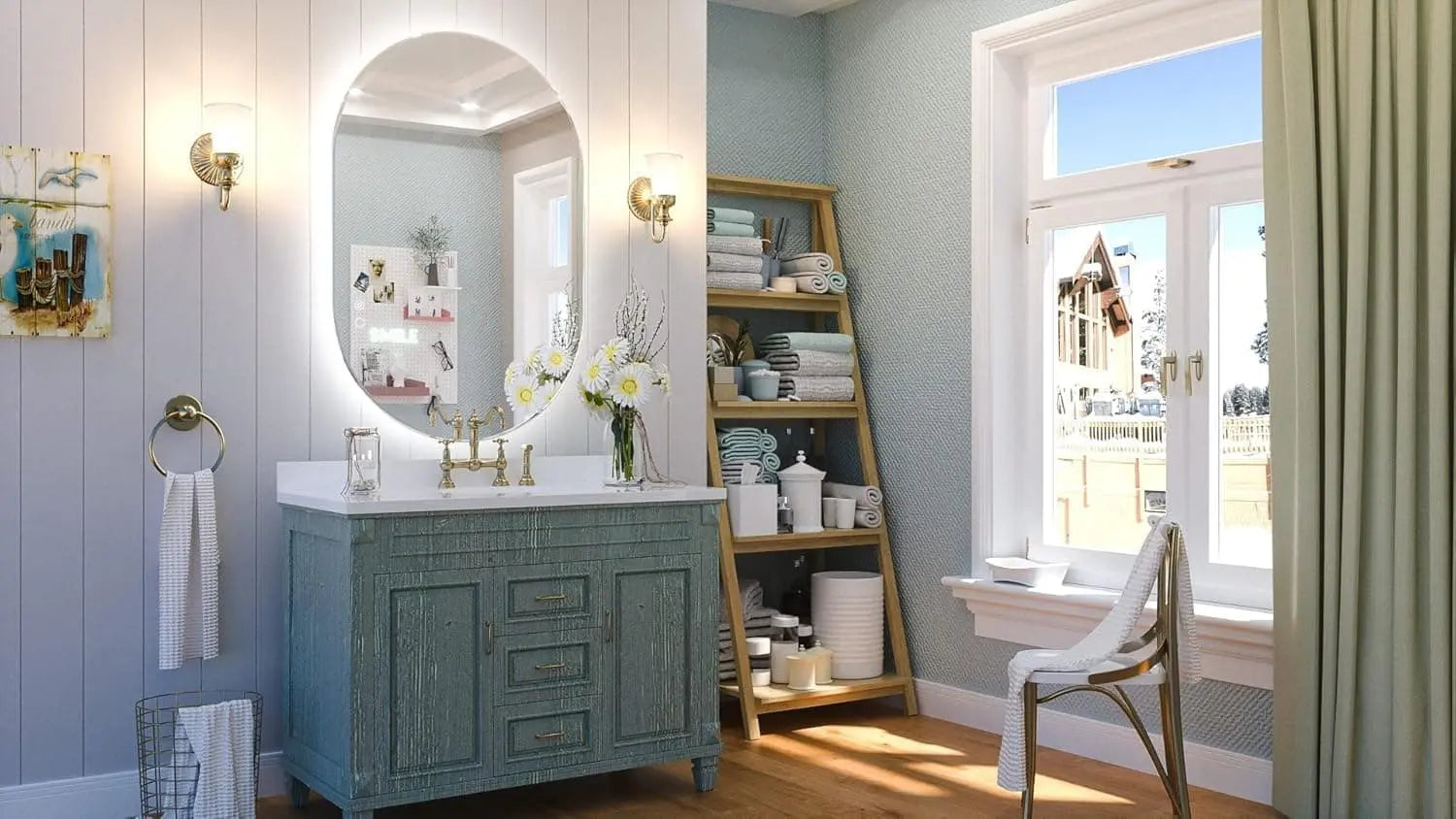 Oval LED Bathroom Vanity Stylish Mirror – Lighted Vanity Mirror with Anti-Fog and Dimmable Lighting, Wall Mounted Long Makeup Mirror, Can Be Installed Horizontally or Vertically for Modern Decor