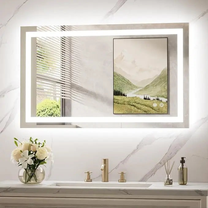 LED Mirror for Bathroom Vanity, Backlit + Front lit, LED Bathroom Mirror with Lights, Anti-Fog Backlit Mirrror with Tempered Glass, Waterproof, Memory Function, Shatterproof, UL Listed