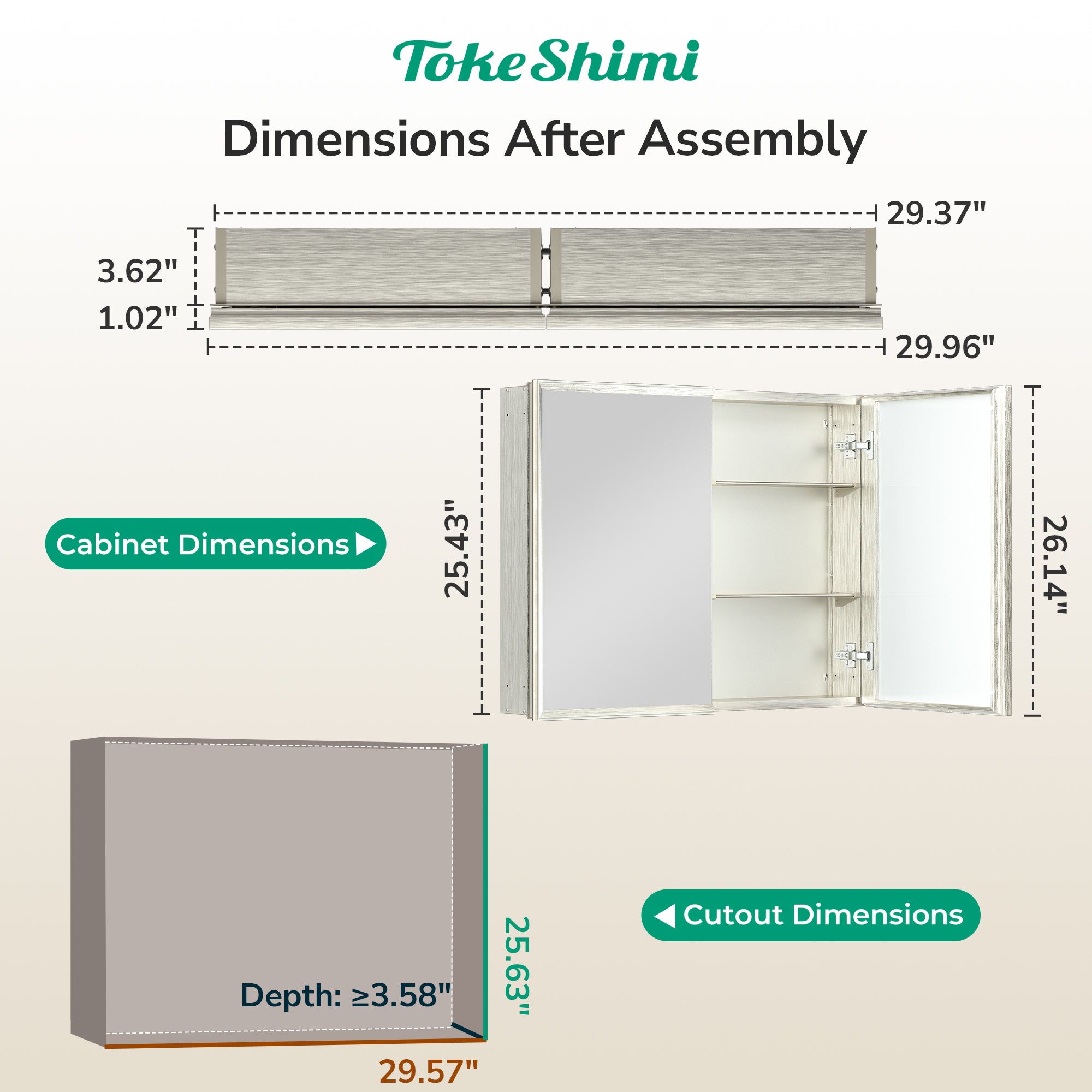 Medicine Cabinet with Mirror – Assembly Required, Lightweight, Aluminum Alloy Framed,Beveled Frame, Stepless Adjustable Shelves, Tempered Glass, Modern Design for Vanity, Organized and Space-Saving Solution