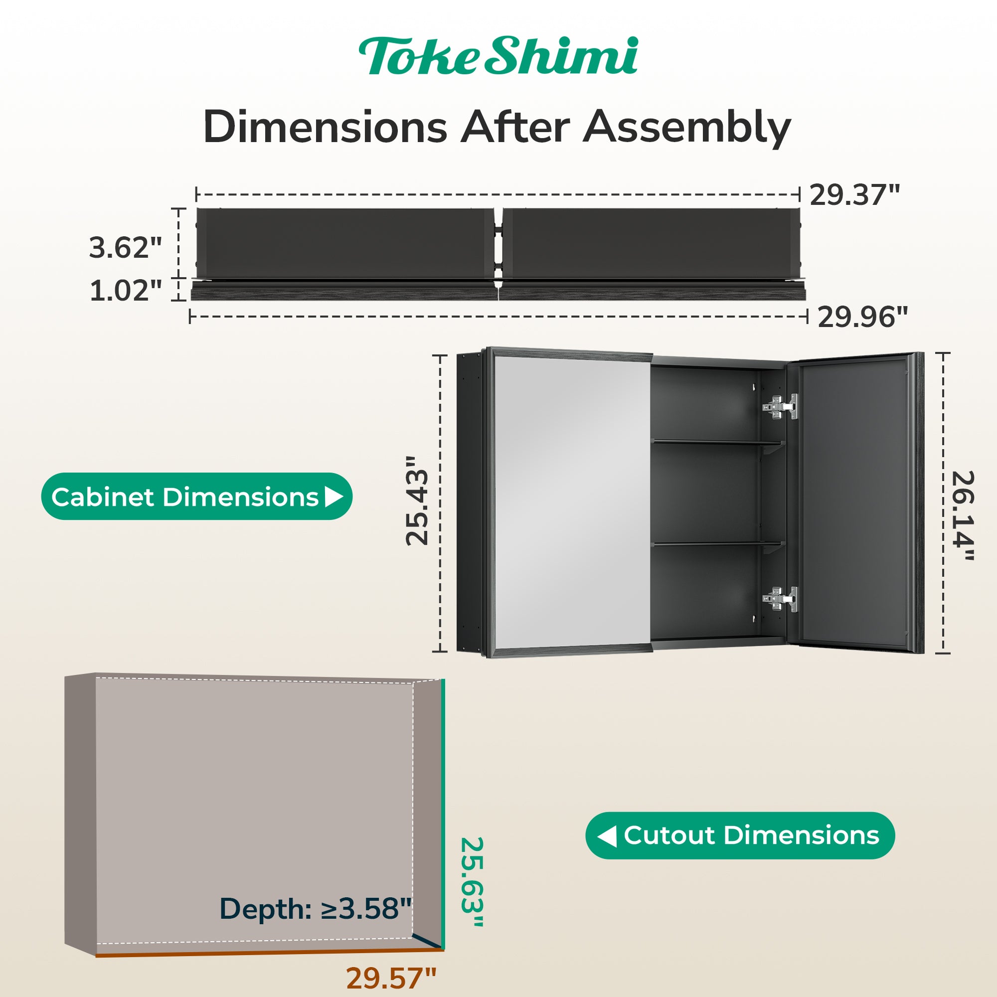 Medicine Cabinet with Mirror – Assembly Required, Lightweight, Aluminum Alloy Framed,Beveled Frame, Stepless Adjustable Shelves, Tempered Glass, Modern Design for Vanity, Organized and Space-Saving Solution