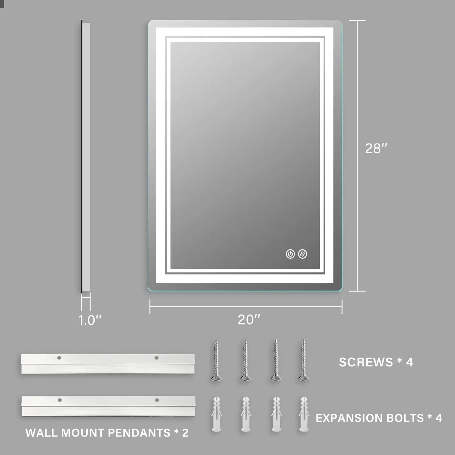 Rectangular Frameless LED Bathroom Vanity Mirror – Wall Mounted, Anti-Fog, Dimmable Bright Light with 3 Color Modes, Modern Lighted Mirror for Stylish and Functional Bathroom Decor