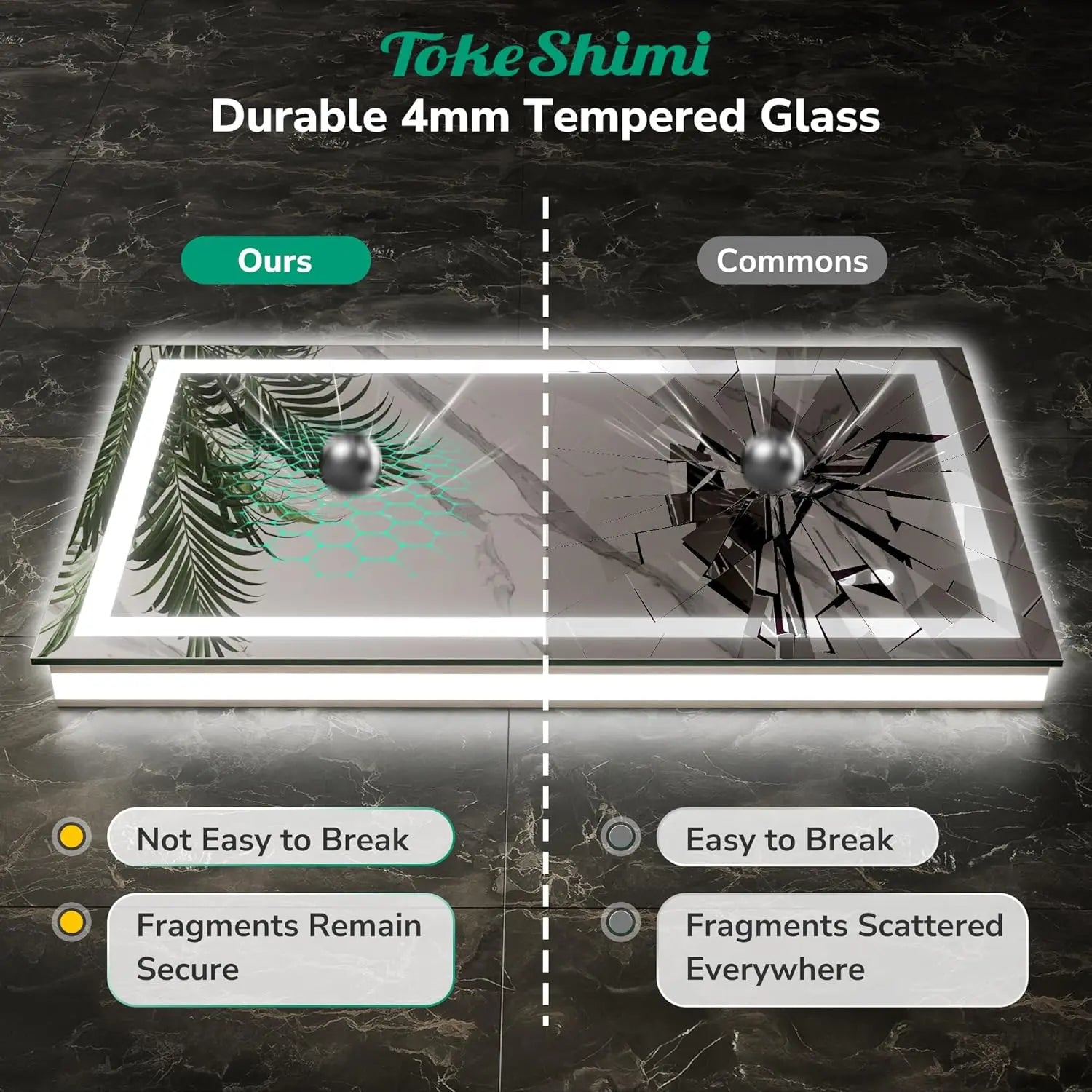 LED Mirror for Bathroom Vanity, Backlit + Front lit, LED Bathroom Mirror with Lights, Anti-Fog Backlit Mirrror with Tempered Glass, Waterproof, Memory Function, Shatterproof, UL Listed