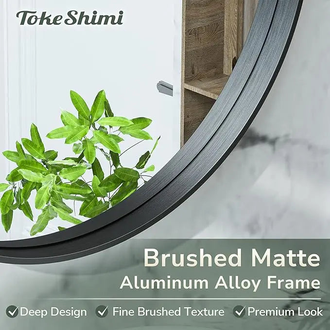 Round Mirror Circle Wall Mirror Non-Rusting Aluminum Alloy Brushed  Metal Frame Round Bathroom Mirror for Modern Minimalist Home Decor