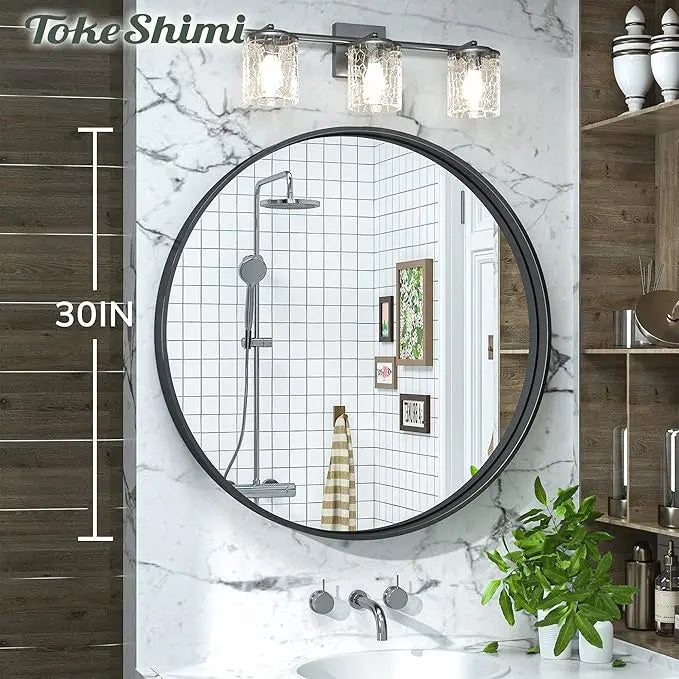 Round Mirror Circle Wall Mirror Non-Rusting Aluminum Alloy Brushed  Metal Frame Round Bathroom Mirror for Modern Minimalist Home Decor