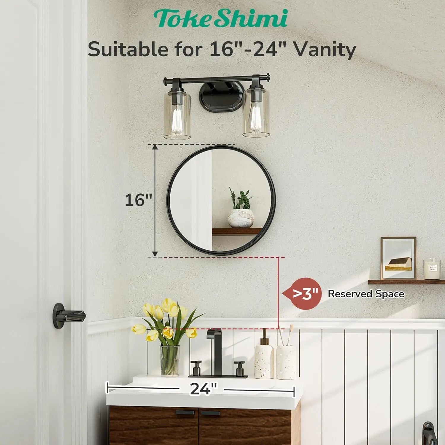 Round Bathroom Vanity Framed Mirror, Modern Circle Wall Mirror Farmhouse Aluminum, Shatterproof Round Bathroom Vanity Mirrored for Restroom, Bedroom, Entryway, Living Room