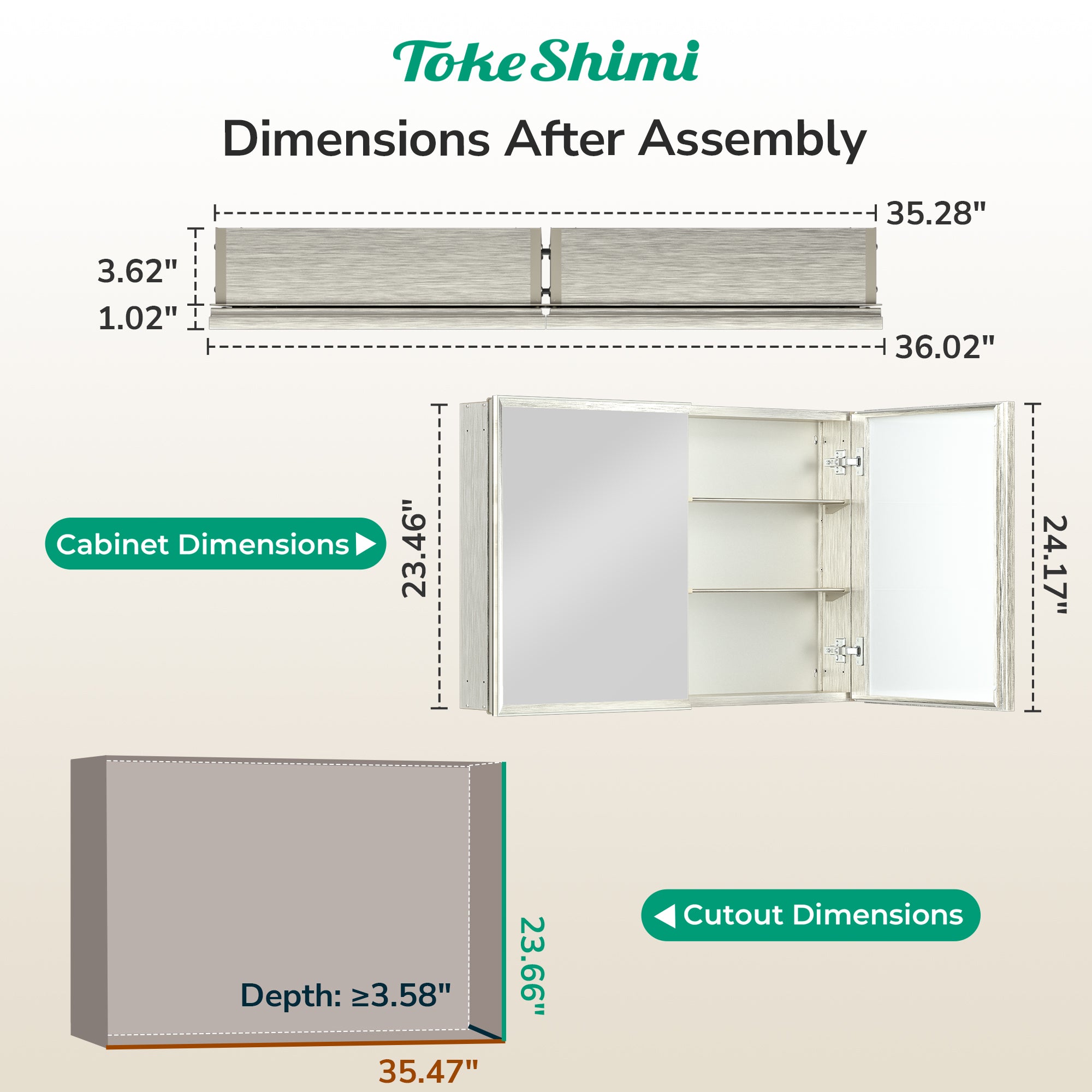 Medicine Cabinet with Mirror – Assembly Required, Lightweight, Aluminum Alloy Framed,Beveled Frame, Stepless Adjustable Shelves, Tempered Glass, Modern Design for Vanity, Organized and Space-Saving Solution