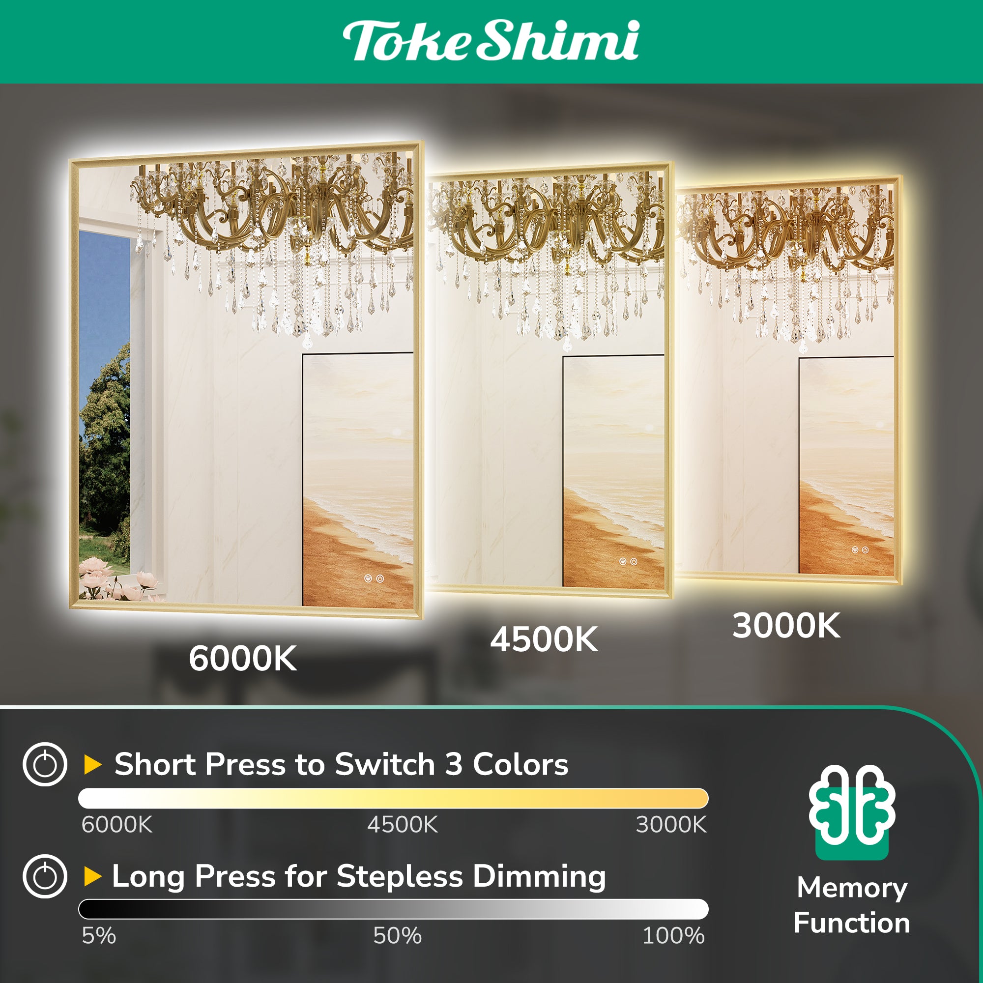 Gold Framed Backlit Mirror