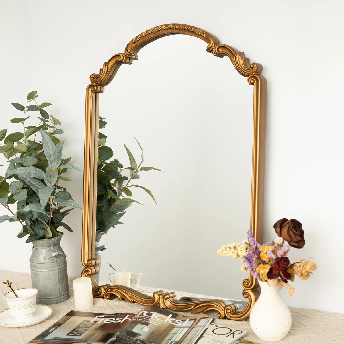 Ahnaish Ornate Shatterproof Arch Wall Mirror