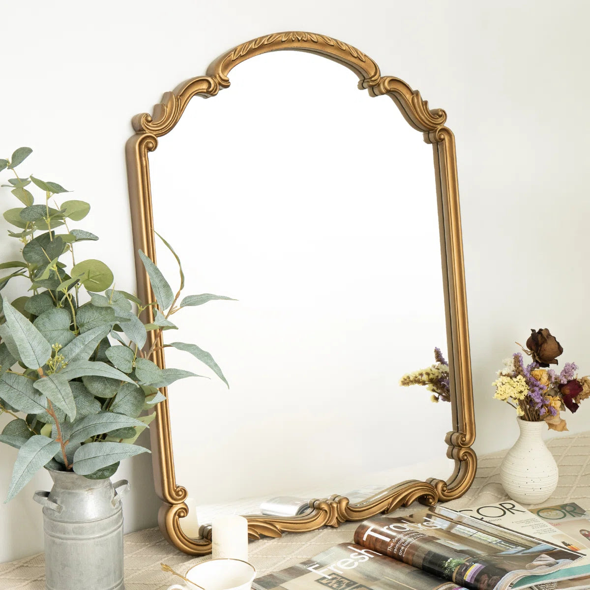 Ahnaish Ornate Shatterproof Arch Wall Mirror