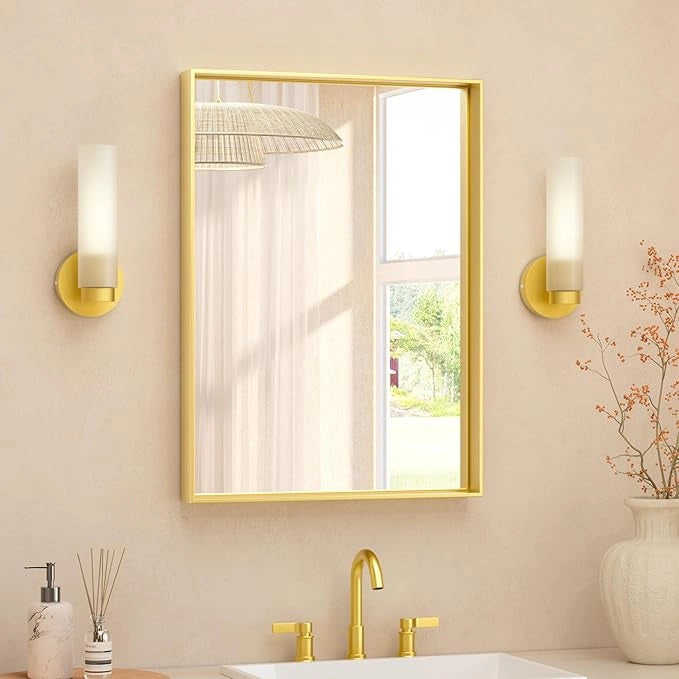 Framed Bathroom Vanity Mirror for Over Sink – Rectangular Metal Frame Vanity Mirror for Wall, Modern Farmhouse Style, Mount Horizontally or Vertically for Bathroom Decor
