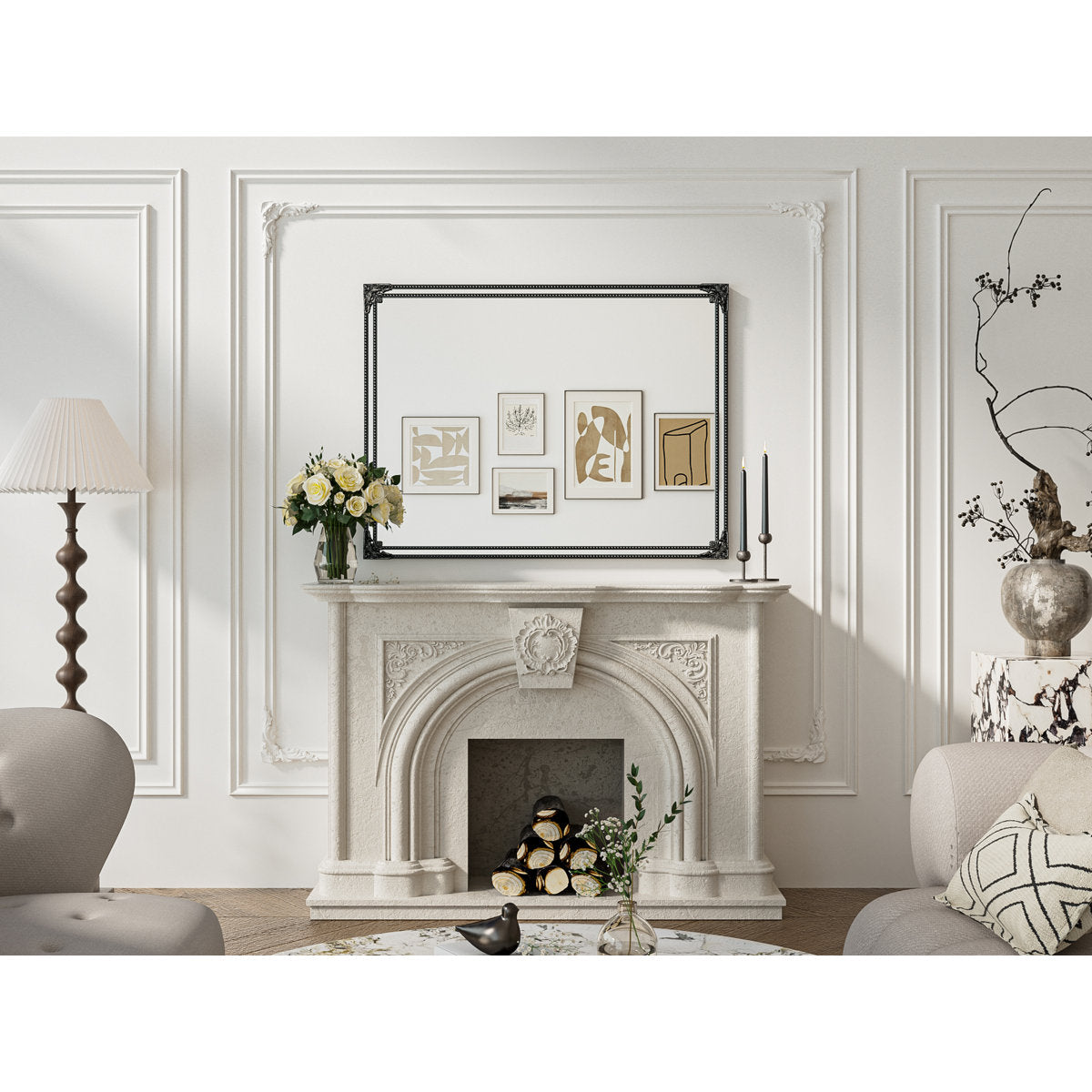 Brunilda Rustic Farmhouse Solid Wood Frame Accent Mirror Decorative Mirror