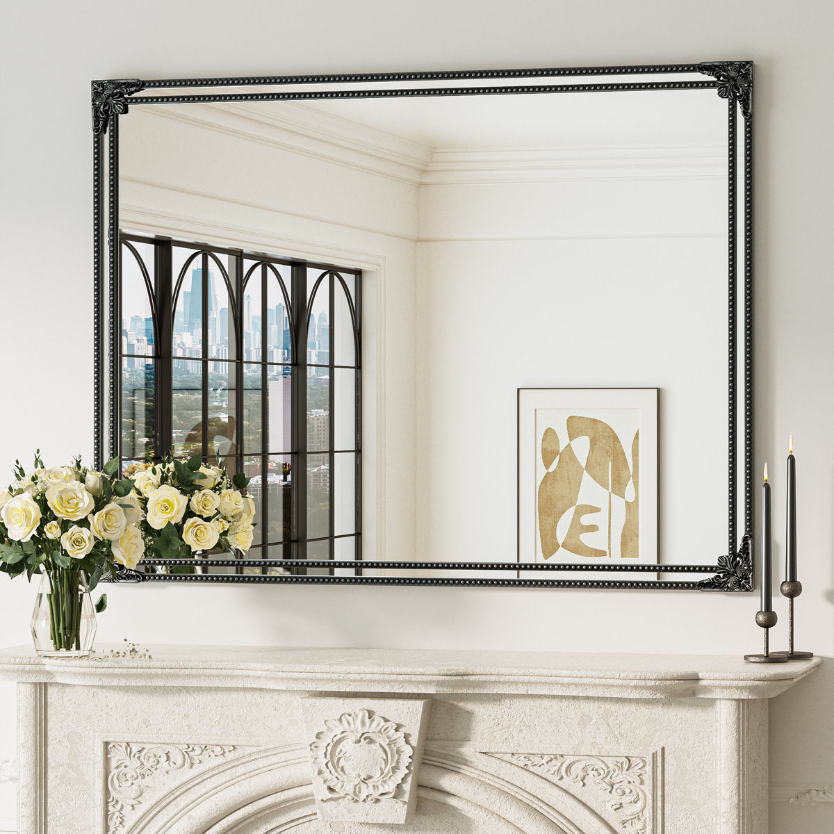 Brunilda Rustic Farmhouse Solid Wood Frame Accent Mirror Decorative Mirror