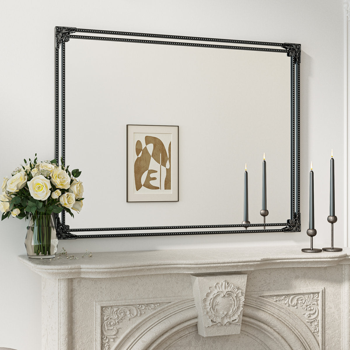 Brunilda Rustic Farmhouse Solid Wood Frame Accent Mirror Decorative Mirror
