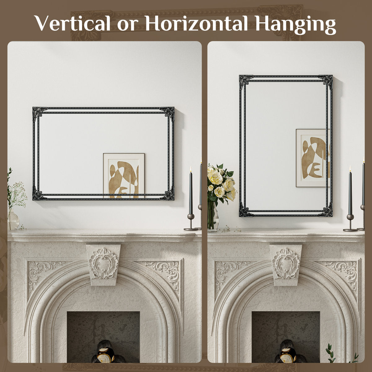 Brunilda Rustic Farmhouse Solid Wood Frame Accent Mirror Decorative Mirror