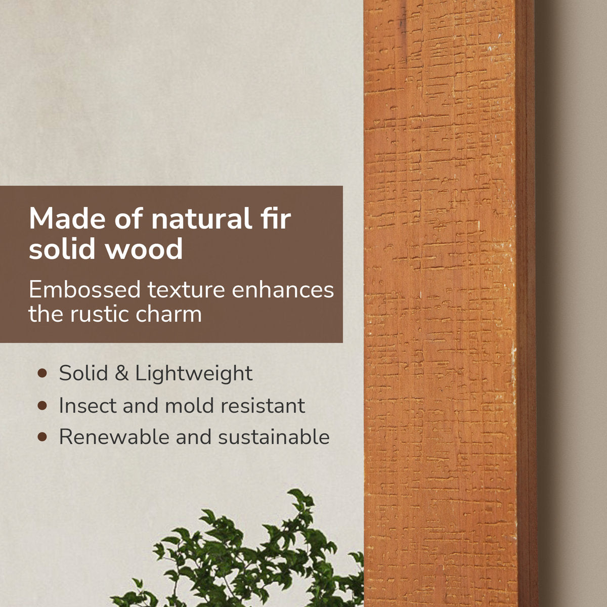 Brunilda Rustic Farmhouse Solid Wood Frame Accent Mirror Decorative Mirror