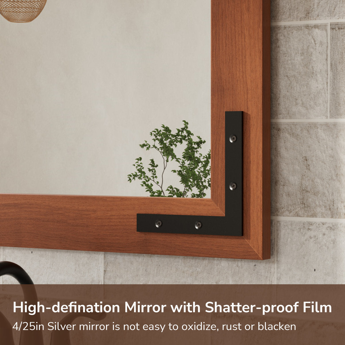 Brunilda Rustic Farmhouse Solid Wood Frame Accent Mirror Decorative Mirror