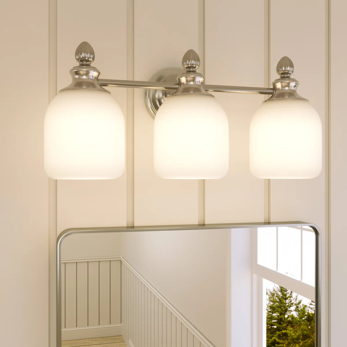 3-Lights Dimmable Bathroom Vanity Light with Frosted Glass