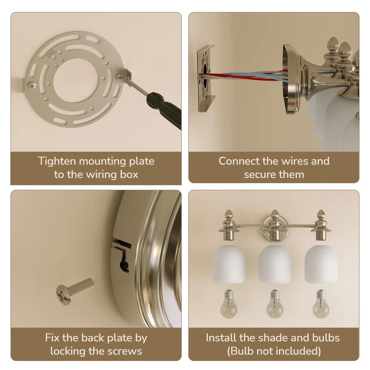 3-Lights Dimmable Bathroom Vanity Light with Frosted Glass
