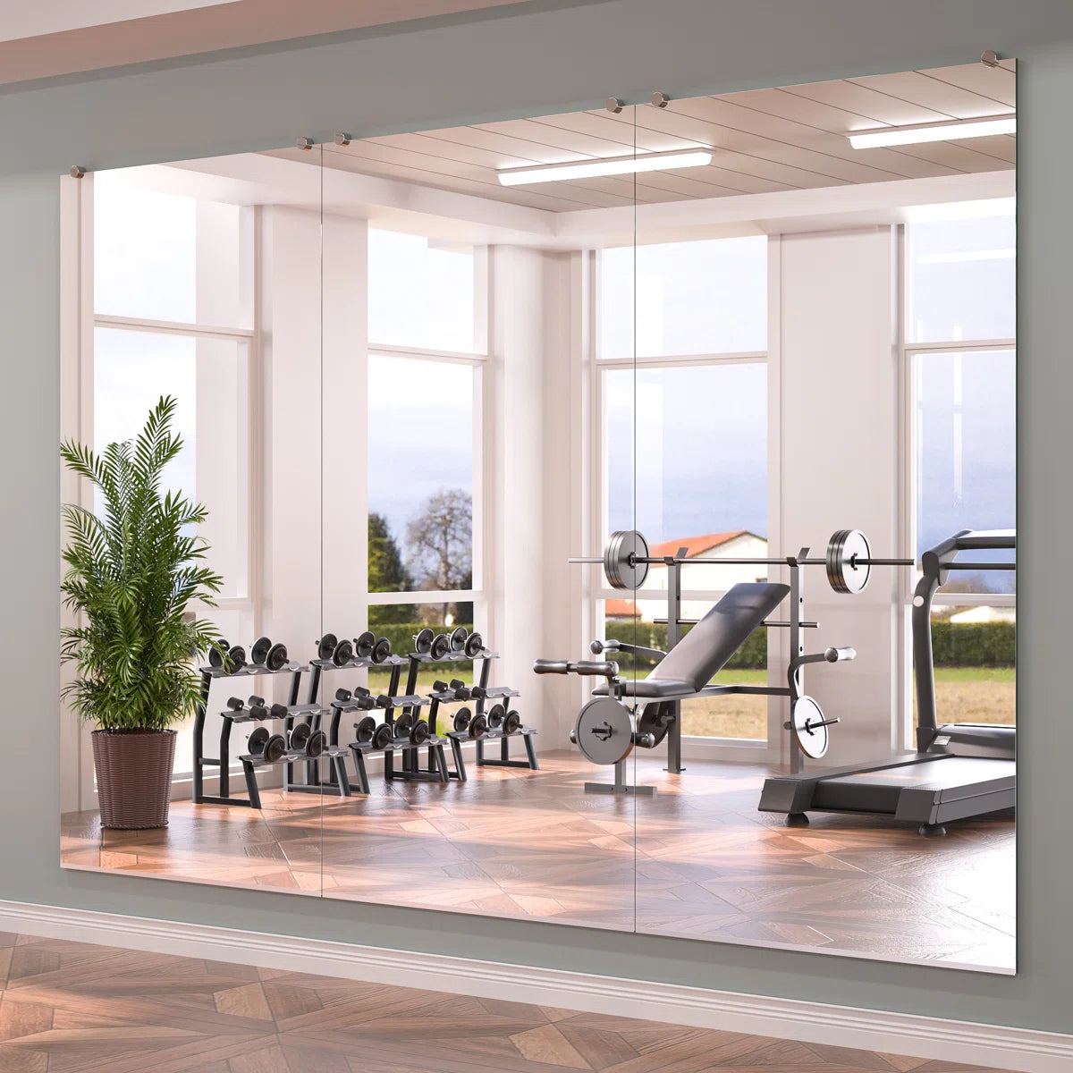 Rectangular Gym Mirror Frameless Wall Mirror