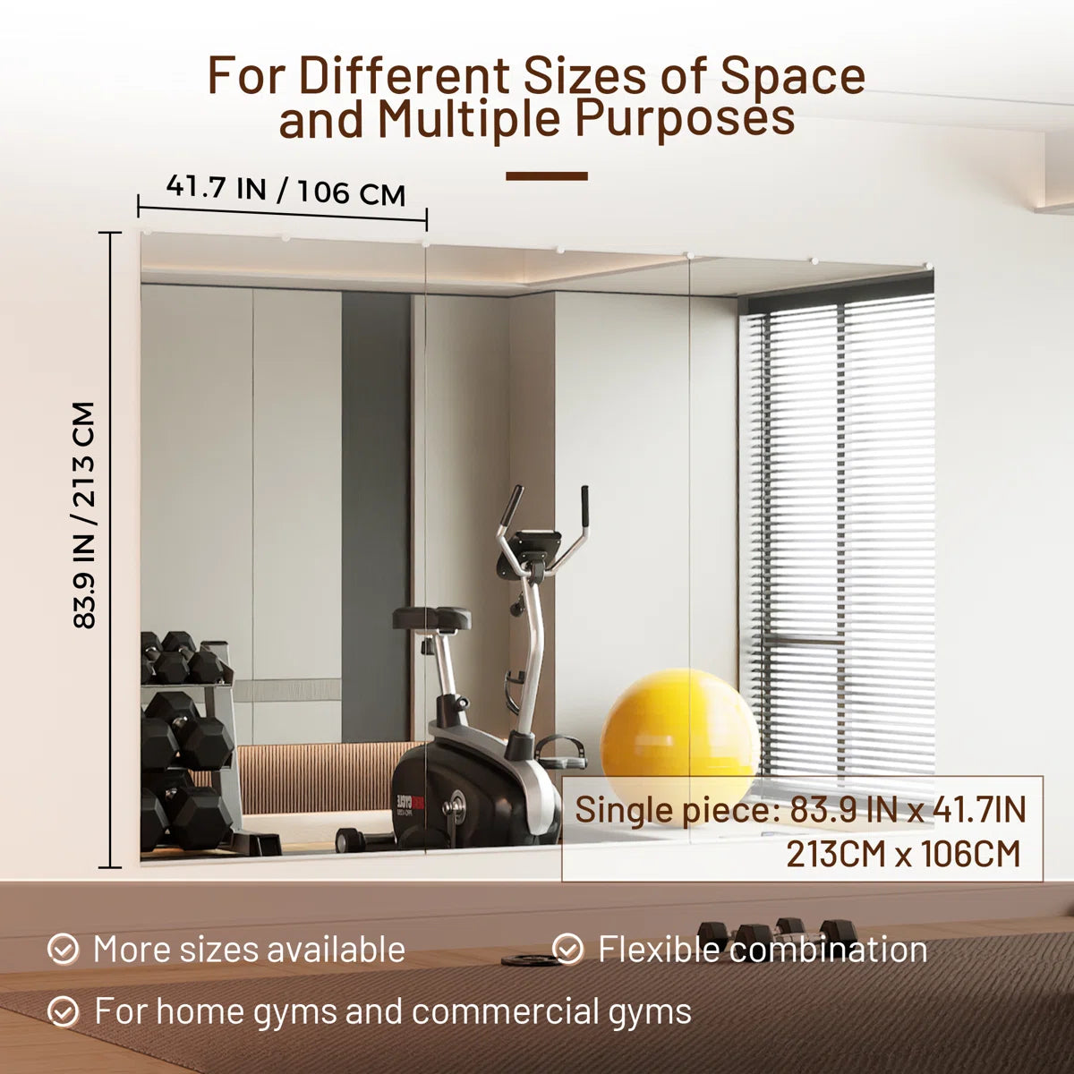 Rectangular Gym Mirror Frameless Wall Mirror