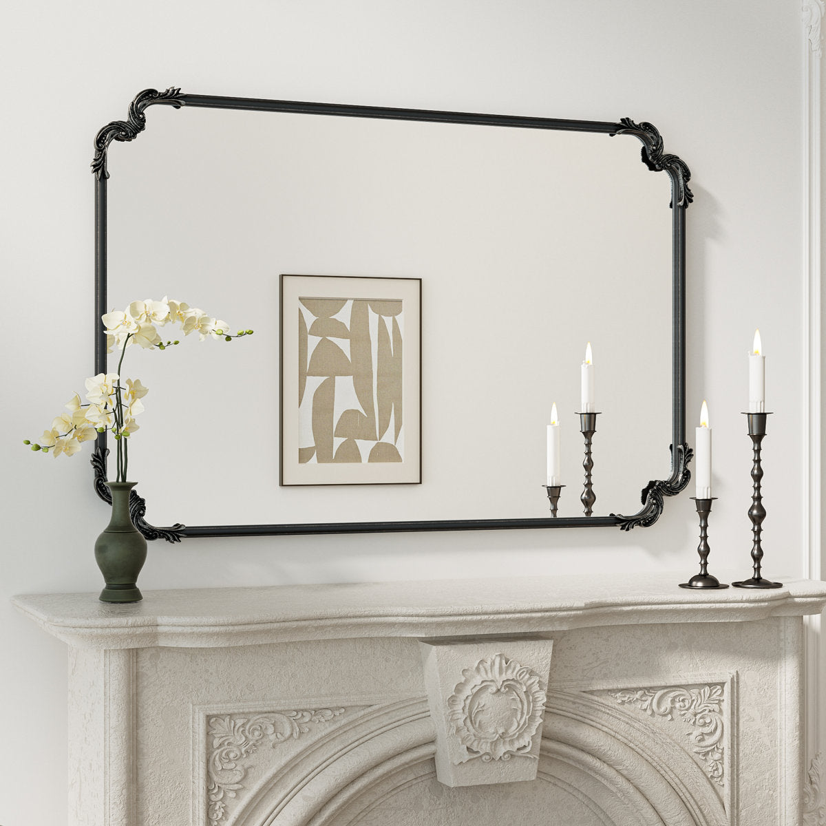 Brunilda Rustic Farmhouse Solid Wood Frame Accent Mirror Decorative Mirror-DM036