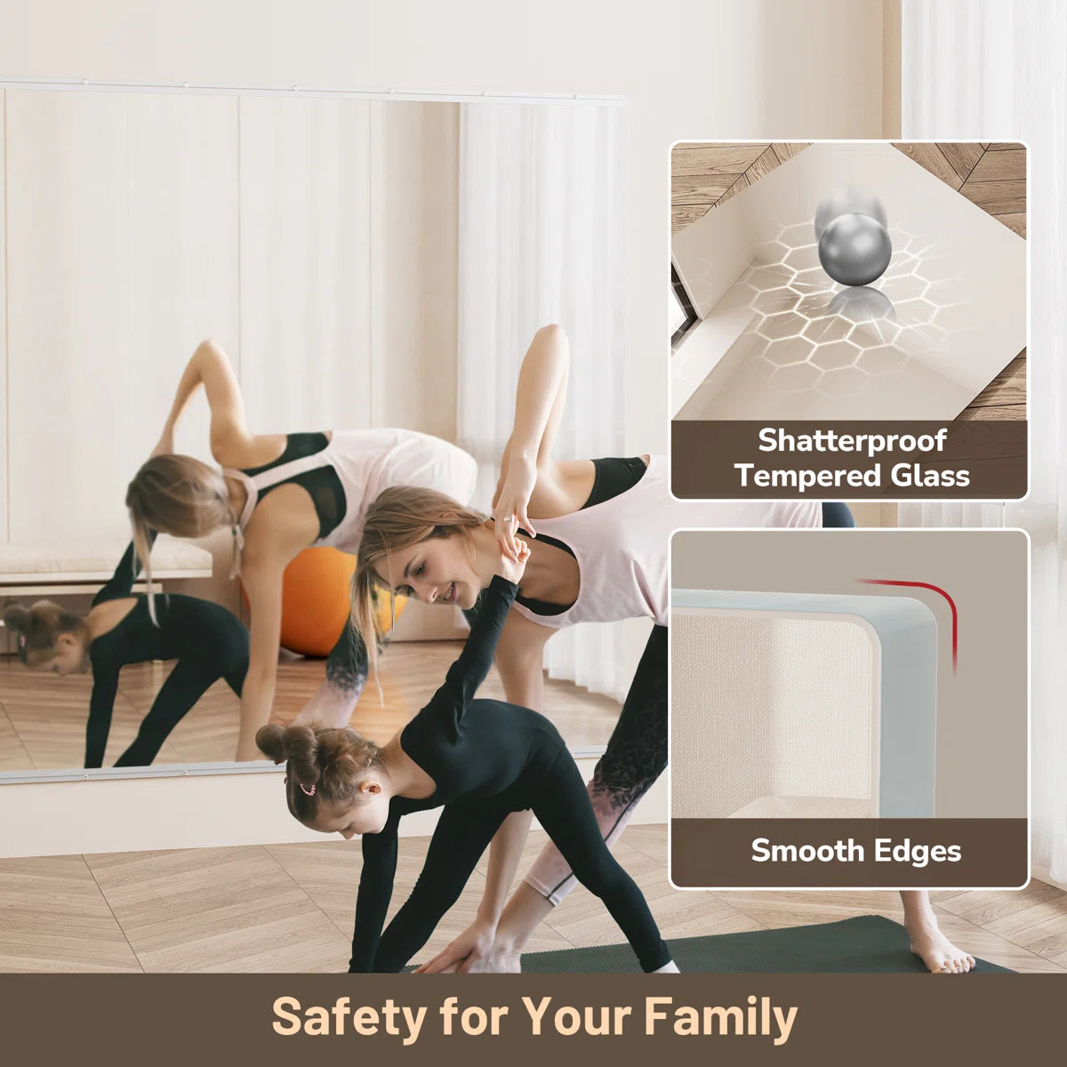Rectangular Frameless Wall Mirror Gym Mirror Set