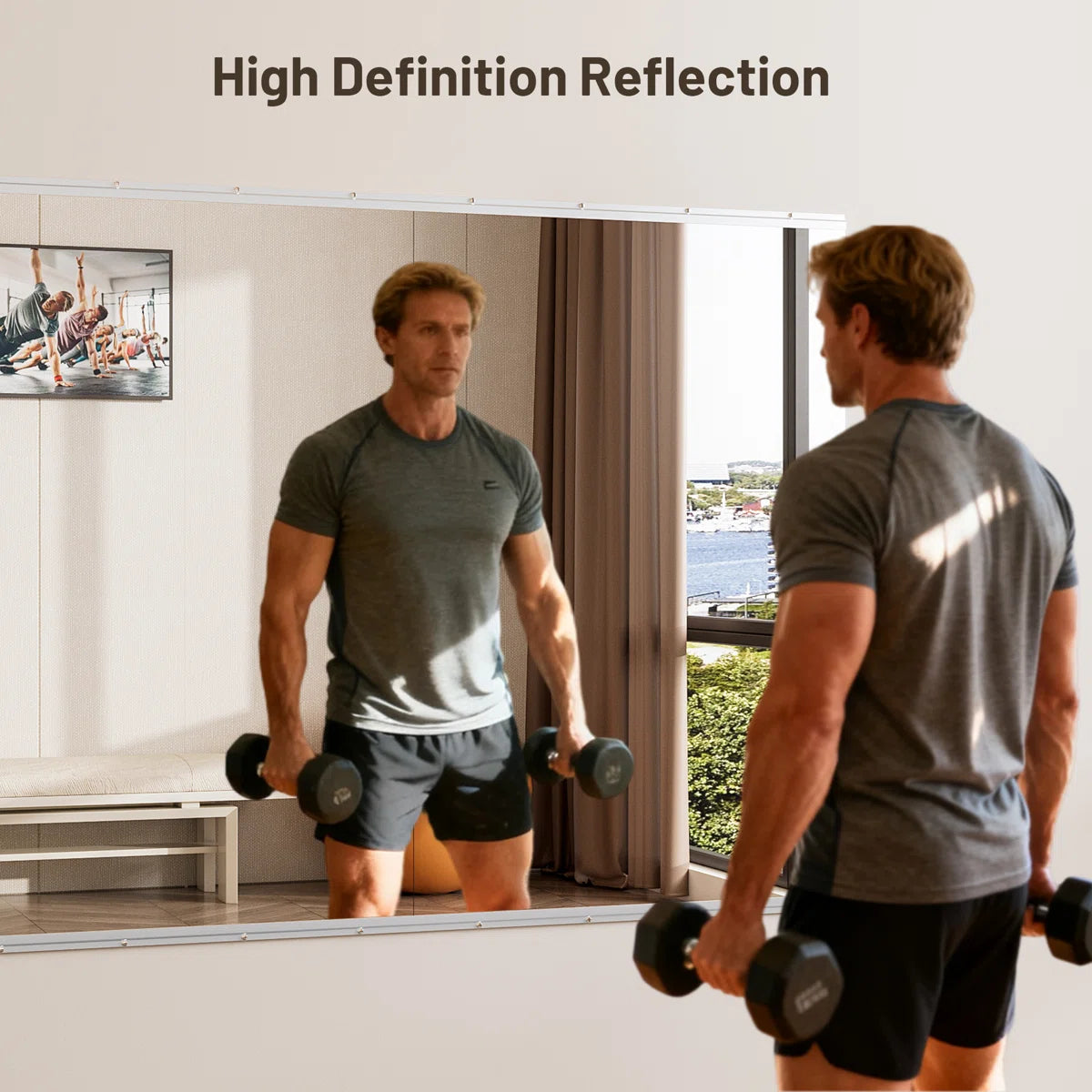 Rectangular Frameless Wall Mirror Gym Mirror Set