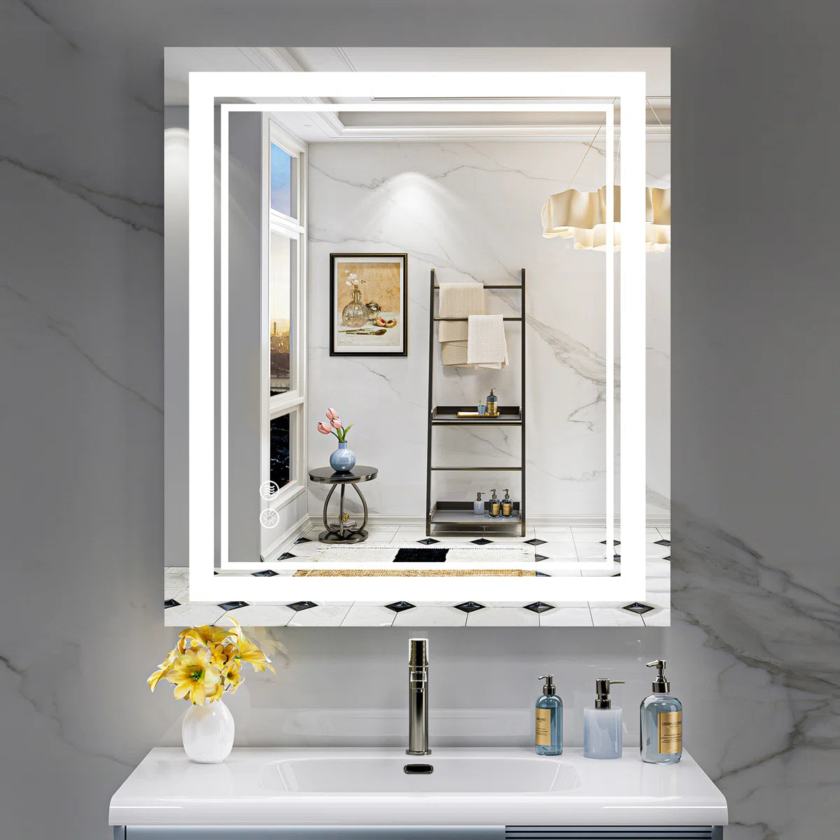 Rectangular Frameless LED Bathroom Vanity Mirror – Wall Mounted, Anti-Fog, Dimmable Bright Light with 3 Color Modes, Modern Lighted Mirror for Stylish and Functional Bathroom Decor