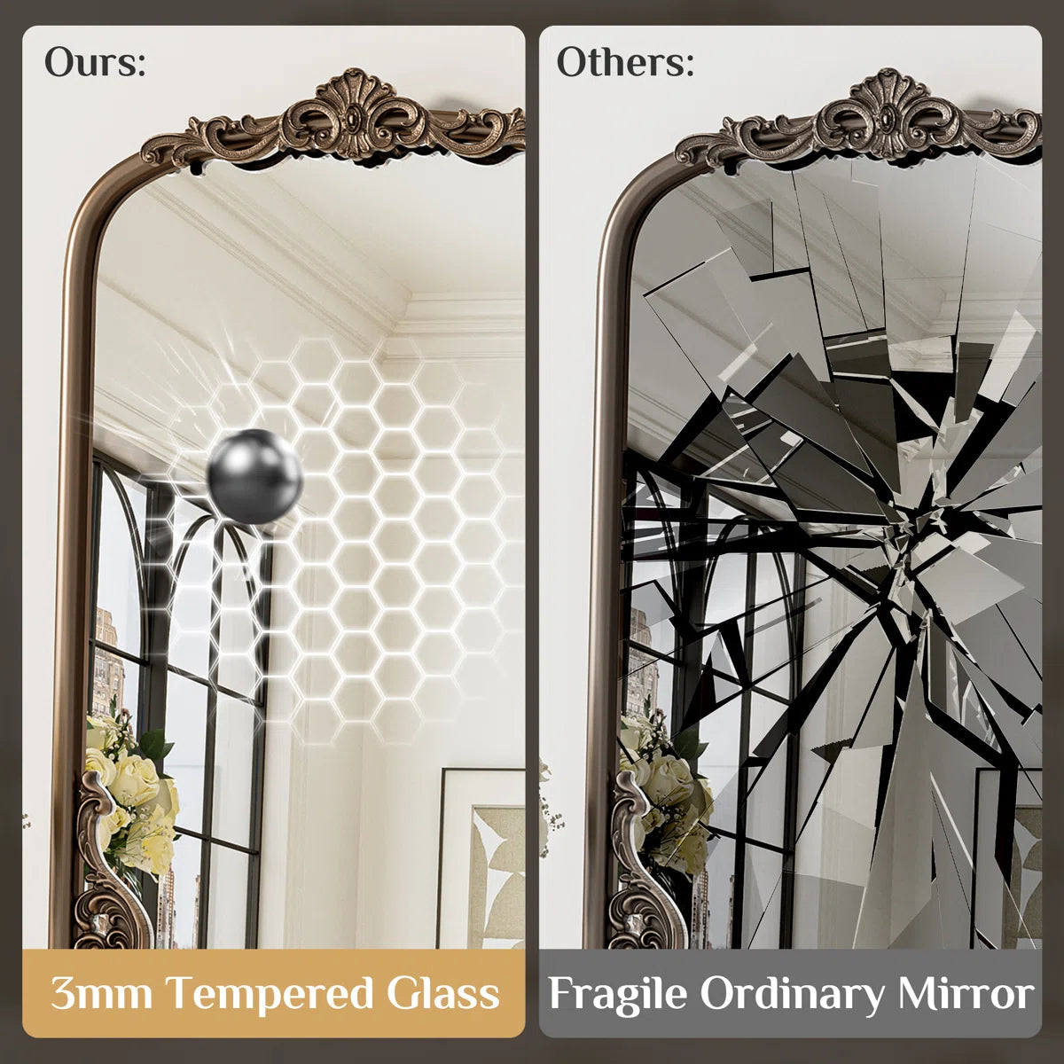 Kalie Arched Baroque Wall Mirror