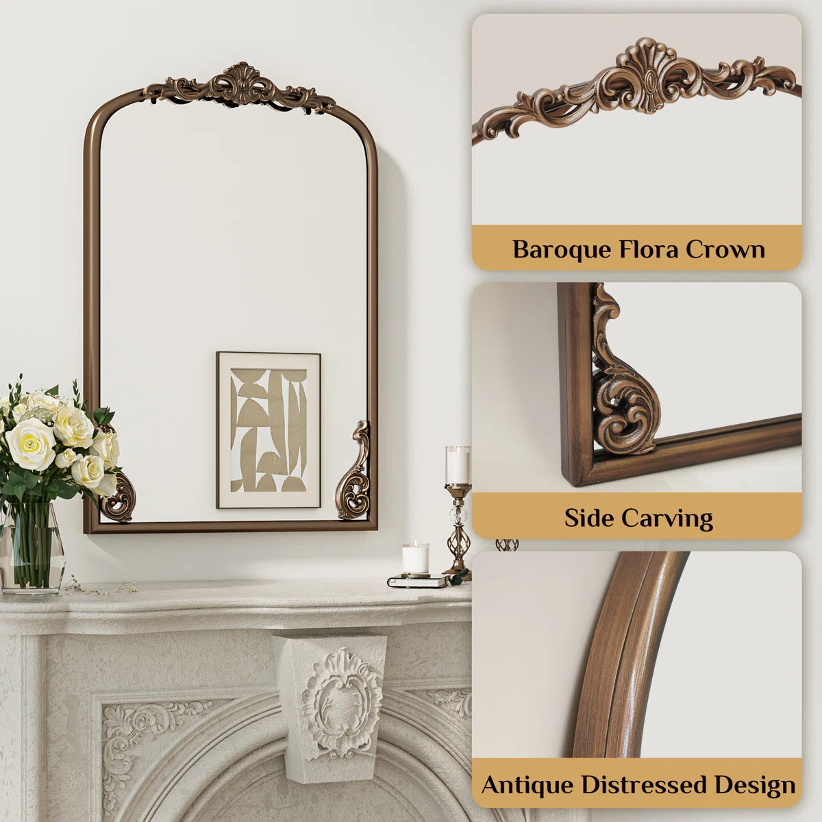 Kalie Arched Baroque Wall Mirror