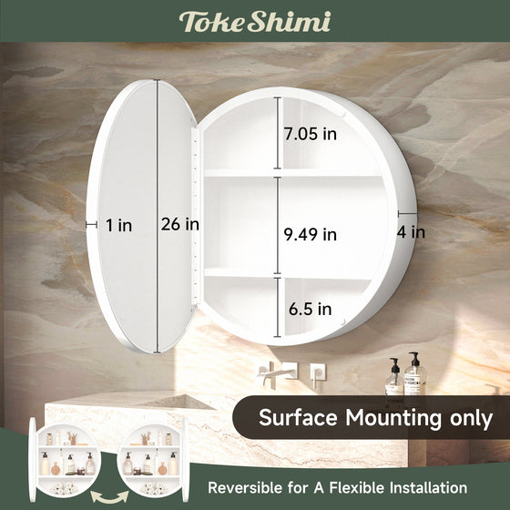 TokeShimi Round Medicine Cabinet with Mirror for Bathroom