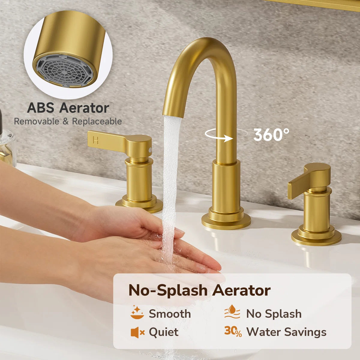 Widespread faucet 3 hole, 2-handle Bathroom sink faucet with Drain