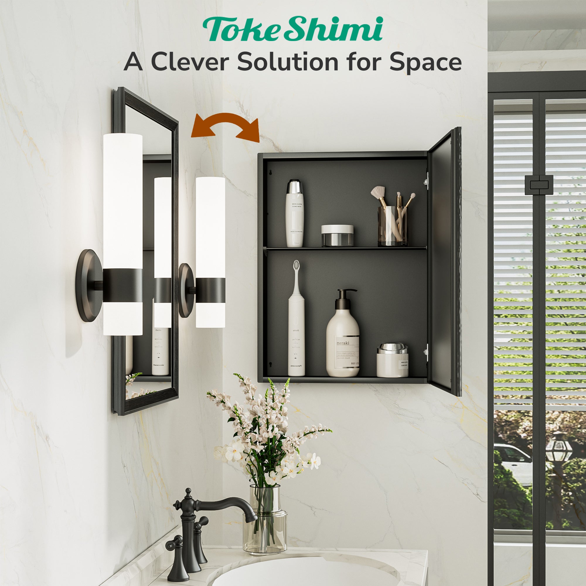 Medicine Cabinet with Mirror – Assembly Required, Lightweight, Aluminum Alloy Framed,Beveled Frame, Stepless Adjustable Shelves, Tempered Glass, Modern Design for Vanity, Organized and Space-Saving Solution