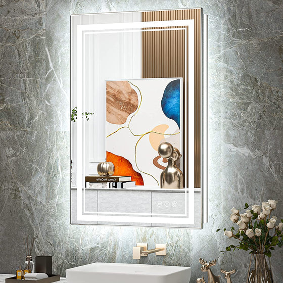 TokeShimi Bathroom LED Mirror Front Lighted Backlit Vanity Mirror with
