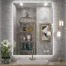  TokeShimi LED Mirror for Bathroom 6000K Stepless Dimmble, Backlit Mirror Bathroom for Vanity CRI 90+,Anti-Fog Bath Mirror with Lights&Memory Function